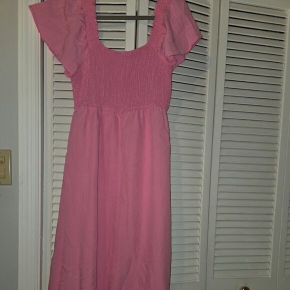 ✨ AUGUST SKY | Women's smoked empire waist midi dress - Picture 3 of 5